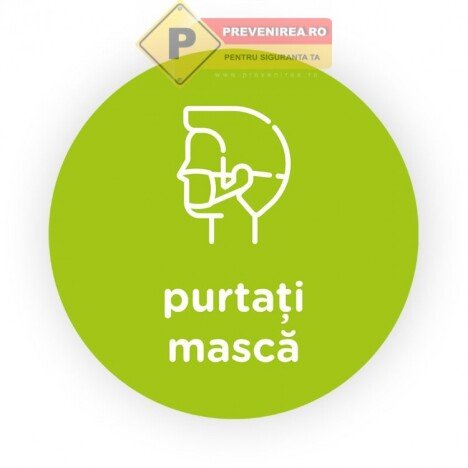 Semn verde deschis purtati masca